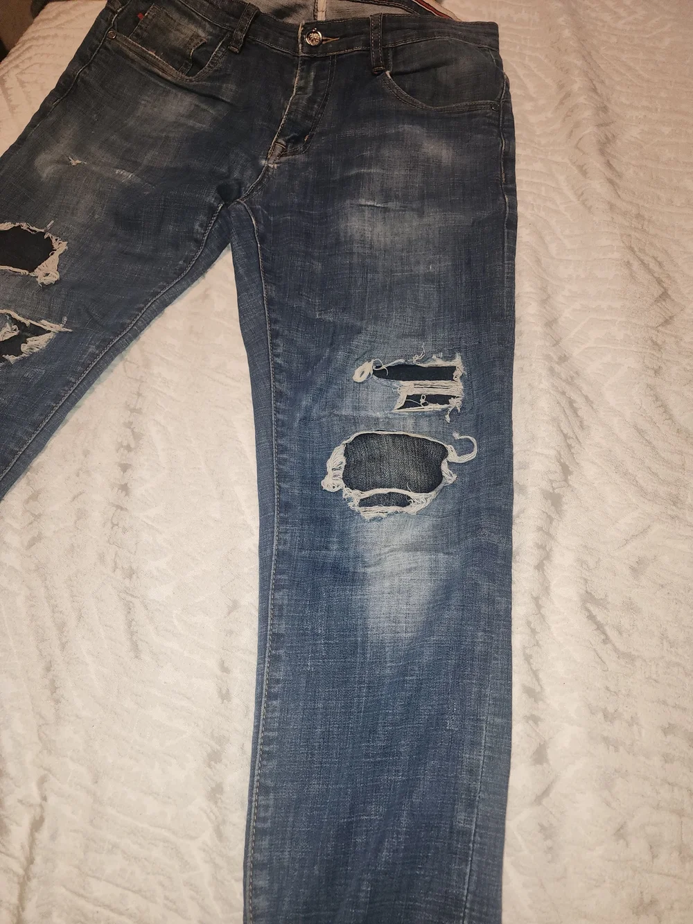 Gucci Men’s Blue Denim Jeans with Red-Green Web Stripe